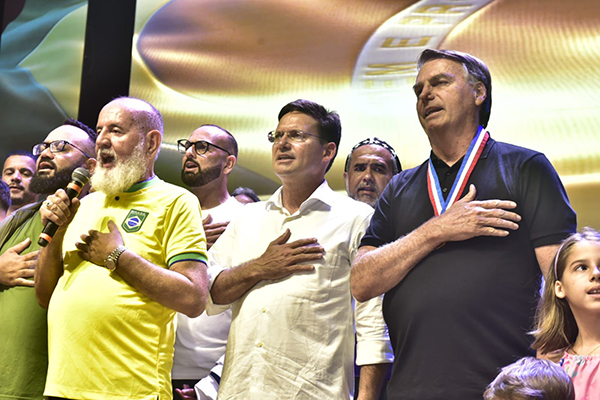O ex-presidente Jair Bolsonaro (PL), ao lado de João Roma, participa de evento em Salvador O ex-presidente Jair Bolsonaro (PL), ao lado de João Roma, participa de evento em Salvador