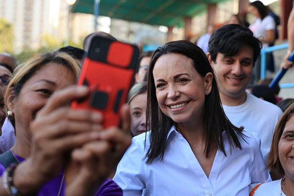 A líder da oposição na Venezuela, María Corina Machado