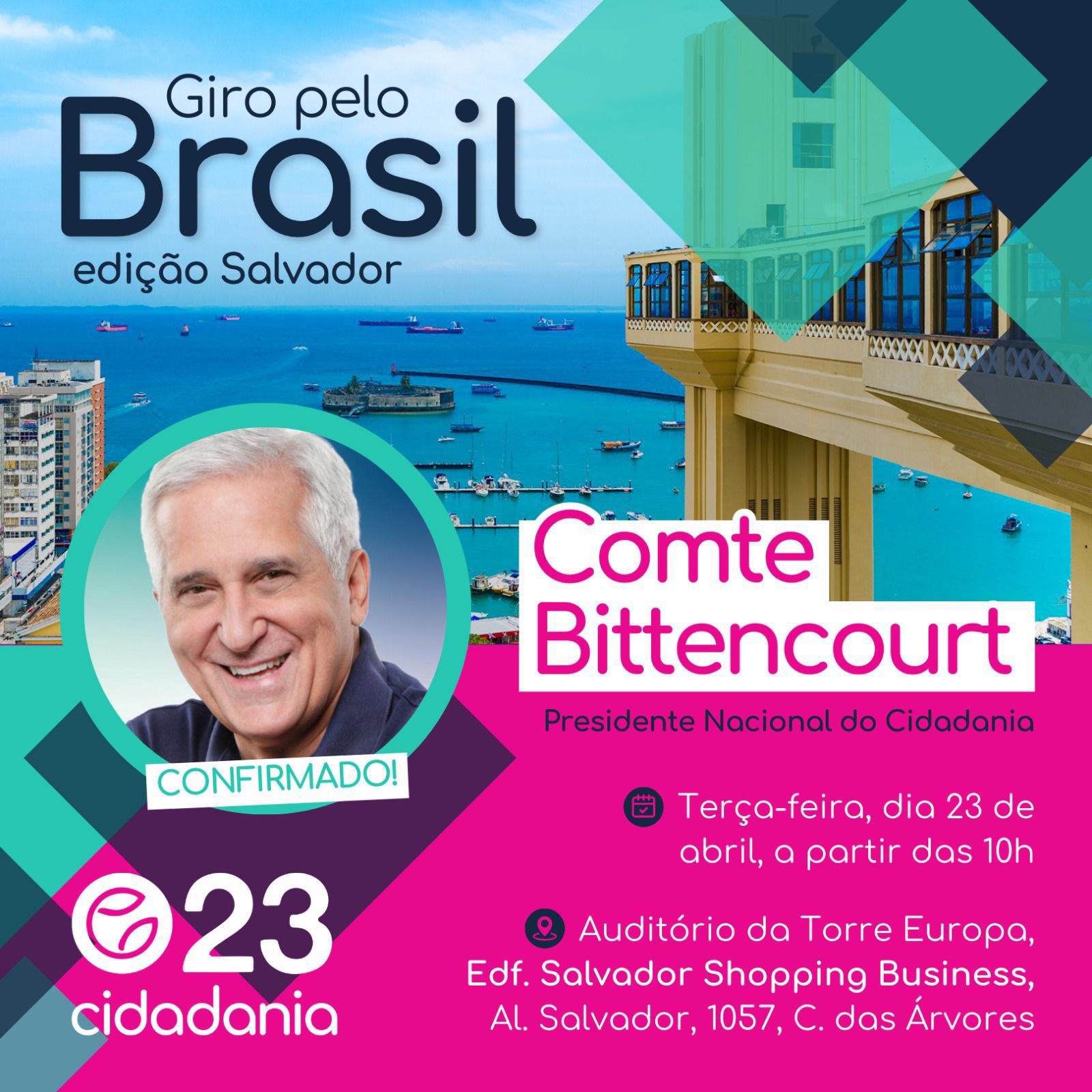 Presidente nacional do Cidadania desembarca em Salvador para encontro partidário