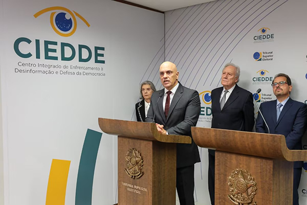 O ministro Alexandre de Moraes na inauguração do Centro Integrado de Enfrentamento à Desinformação e Defesa da Democracia O ministro Alexandre de Moraes na inauguração do Centro Integrado de Enfrentamento à Desinformação e Defesa da Democracia