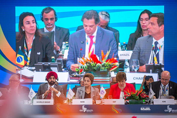 O ministro da Fazenda, Fernando Haddad e o presidente do Banco Central, Roberto Campos Neto, em evento do G20