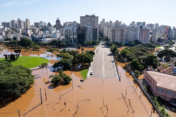 Área inundada de Porto Alegre, capital do Rio Grande do Sul