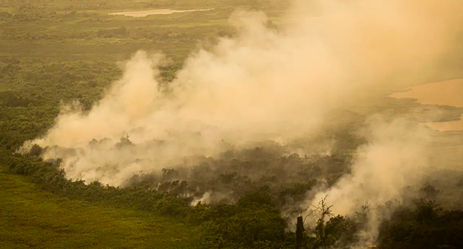 Produto químico é adicionado à água lançada pelas aeronaves