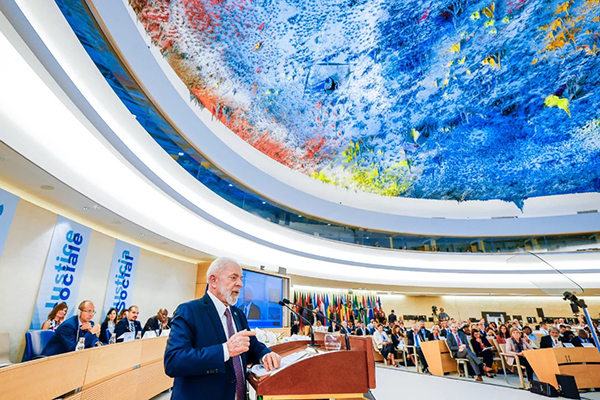 O presidente Lula (PT) na reunião anual da OIT (Organização Internacional do Trabalho), na Suíça