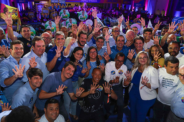 Convenção que homologou as candidaturas de Bruno Reis (União Brasil) a prefeito de Salvador e de Ana Paula Matos (PDT) a vice-prefeita