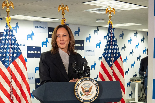 A ex-vice-presidente dos Estados Unidos Kamala Harris durante eleições presidenciais A ex-vice-presidente dos Estados Unidos Kamala Harris durante eleições presidenciais