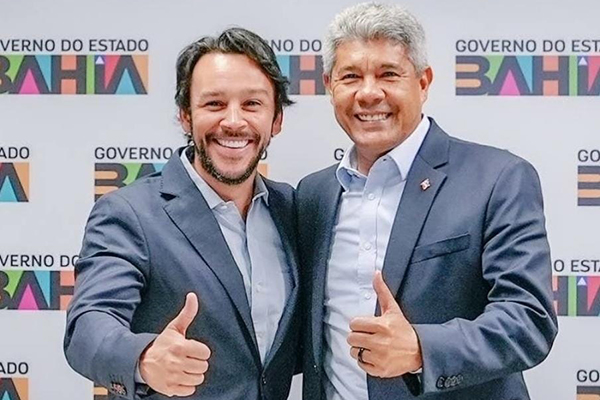 O presidente do PP baiano, deputado federal Mário Negromonte Júnior, com o governador Jerônimo Rodrigues (PT) O presidente do PP baiano, deputado federal Mário Negromonte Júnior, com o governador Jerônimo Rodrigues (PT)