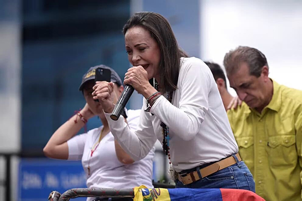 A líder opositora da Venezuela, María Corina Machado