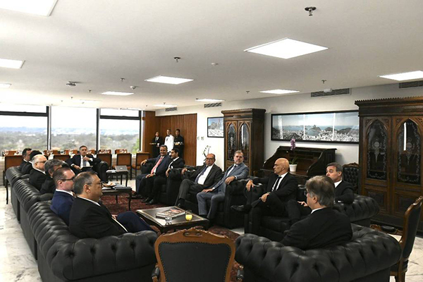 Ministros do STF e os presidentes da Câmara e do Senado participam de reunião sobre emendas, na sede do Supremo