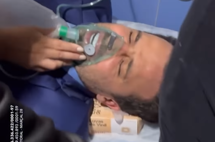 Pablo Marçal na ambulância a caminho do hospital