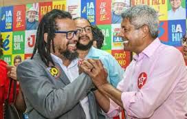 O candidato à prefeitura de Salvador, Kleber Rosa (PSOL) e o governador Jerônimo Rodrigues (PT)