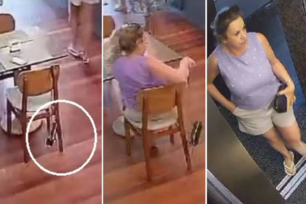 Câmeras de segurança flagraram momento em que Gisa Aparecida Giacomin pega bolsa que estava em cadeira de hotel em Fortaleza Câmeras de segurança flagraram momento em que Gisa Aparecida Giacomin pega bolsa que estava em cadeira de hotel em Fortaleza