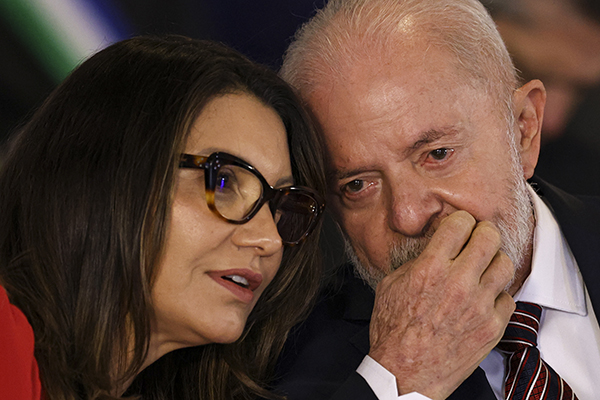 O presidente Lula (PT) e a primeira-dama Rosângela da Silva, Janja