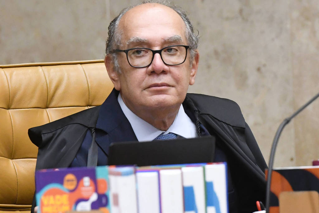 O ministro Gilmar Mendes durante a sessão plenária do STF, em Brasília