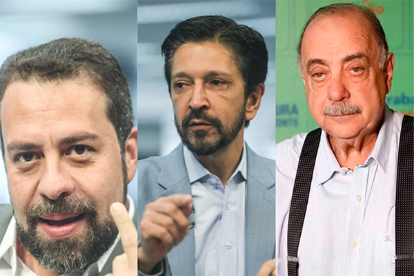 Candidatos a prefeito de São Paulo Guilherme Boulos (PSOL) e Ricardo Nunes (MDB) e de Belo Horizonte Fuad Noman (PSD)