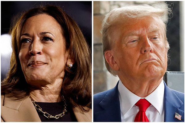 A tual vice e candidata democrata, Kamala Harris, e o ex-presidente dos EUA e candidato republicano à Casa Branca, Donald Trump A tual vice e candidata democrata, Kamala Harris, e o ex-presidente dos EUA e candidato republicano à Casa Branca, Donald Trump