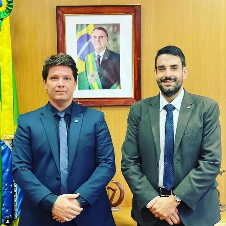 Mario Frias e Helio Ferraz no gabinete da Secretaria da Cultura