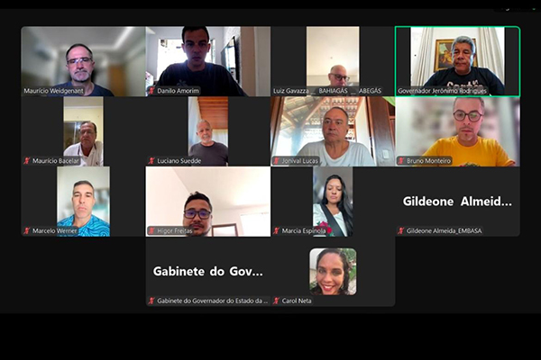 Registro do encontro virtual, com a ausência do vice Geraldo Jr. (MDB), foi postado pelo governador Jerônimo Rodrigues (PT) nas redes sociais