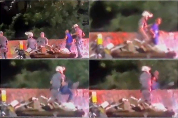 Vídeo flagrou policial jogando motociclista do alto de uma ponte