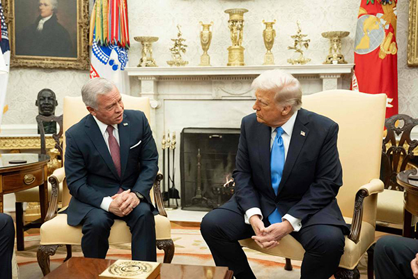 O presidente dos Estados Unidos, Donald Trump, e o rei da Jordânia, Abdullah 2º O presidente dos Estados Unidos, Donald Trump, e o rei da Jordânia, Abdullah 2º