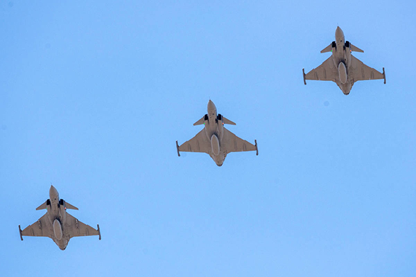 Três Gripen E da Força Aérea Brasileira no exercício Cruzex, ocorrido em Natal em novembro de 2024