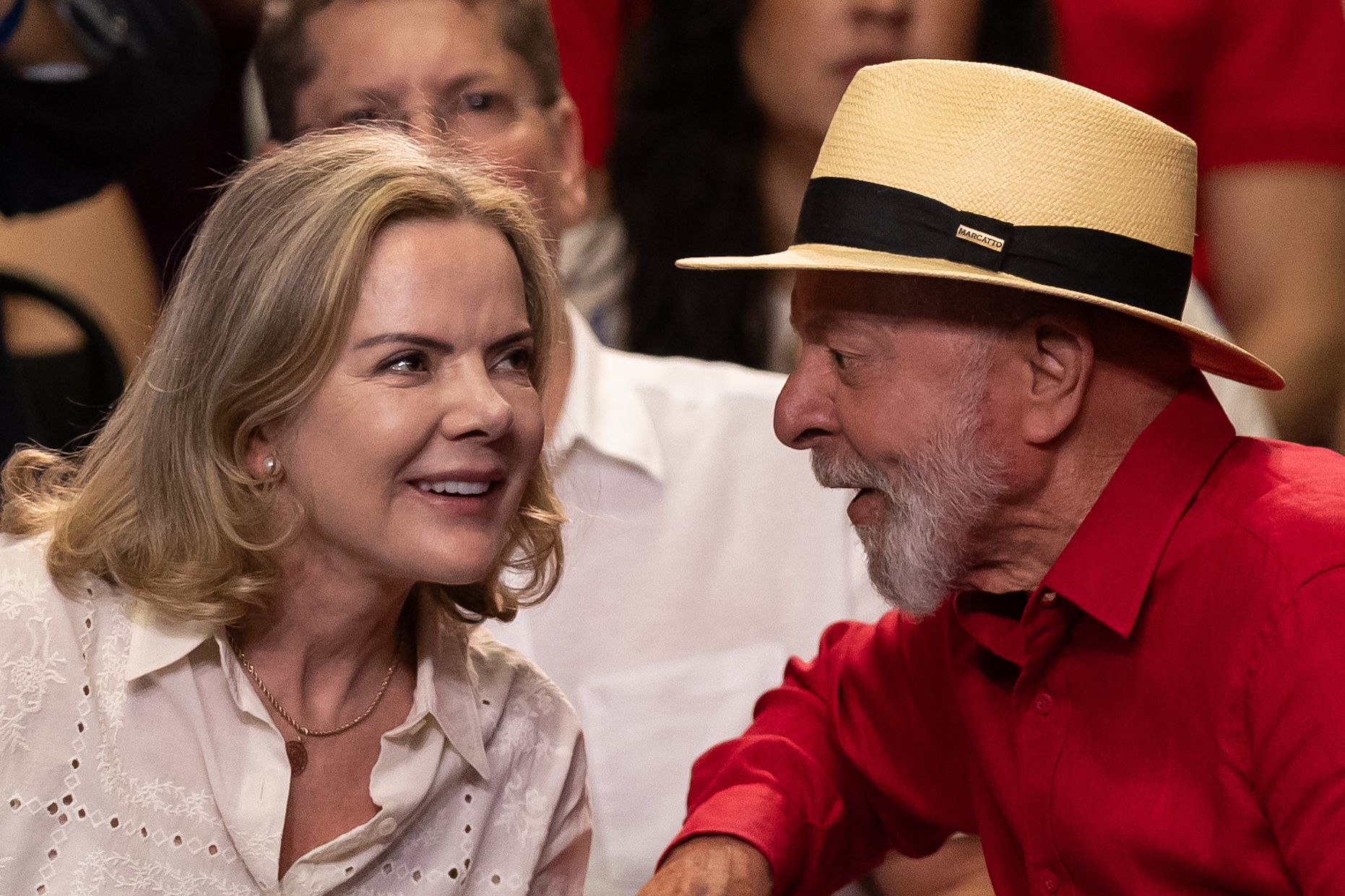A deputada federal Gleisi Hoffmann e o presidente Lula