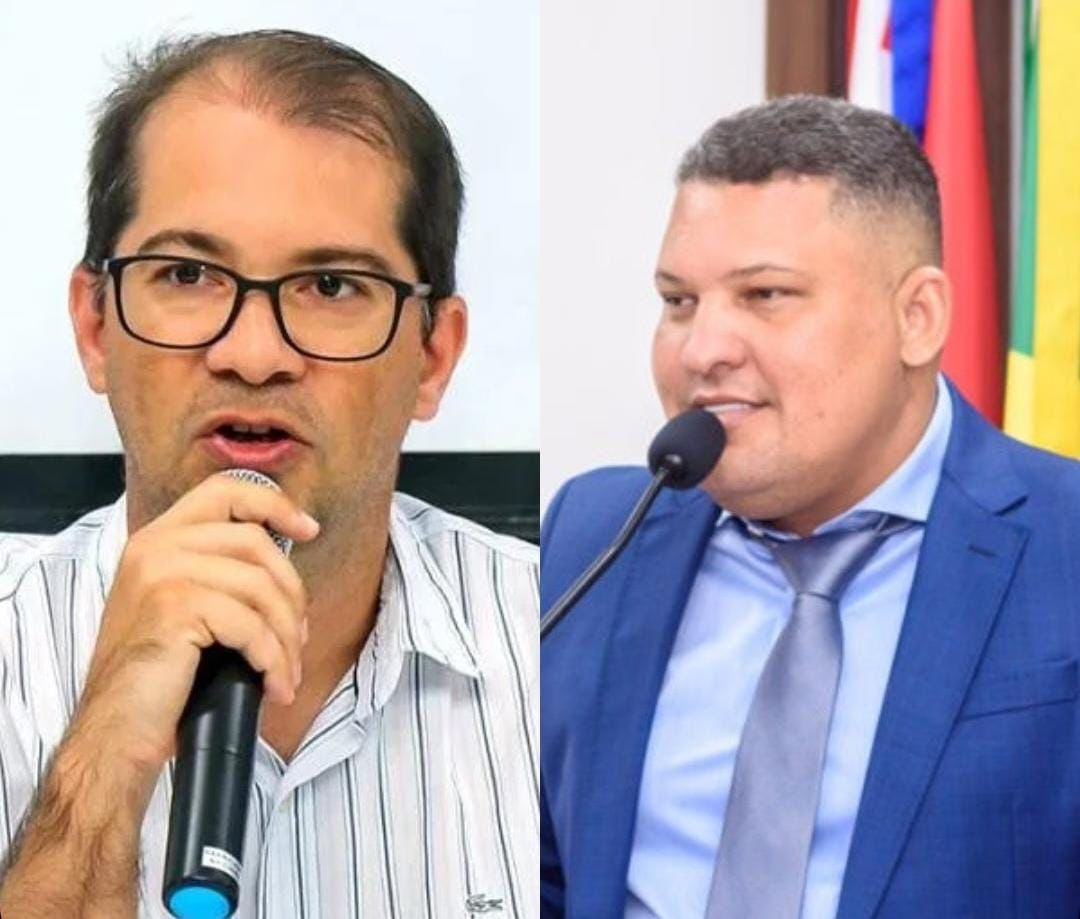 Prefeito de Teixeira de Freitas, Marcelo Belitardo (União Brasil) e o presidente da Câmara Municipal, Jonatas Santos (MDB)