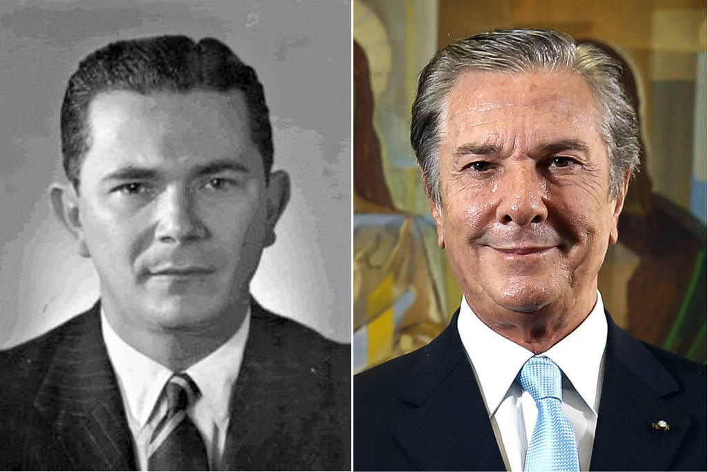 Arnon de Mello, que morreu em 1983, e seu filho Fernando Collor de Mello; ambos foram senadores por Alagoas