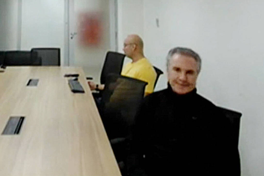 O ex-presidente Fernando Collor, durante audiência de custódia, no dia 25