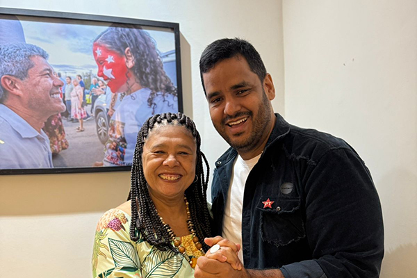 A vereadora Marta Rodrigues (PT) e Tássio Brito, candidato à presidência estadual do PT