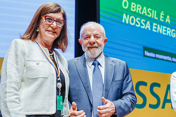 O presidente Lula e a presidente da Petrobras, Magda Chambriard