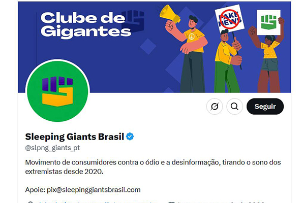 O perfil no X do movimento Sleeping Giants Brasil, condenado por divulgar fake news contra a Jovem Pan O perfil no X do movimento Sleeping Giants Brasil, condenado por divulgar fake news contra a Jovem Pan
