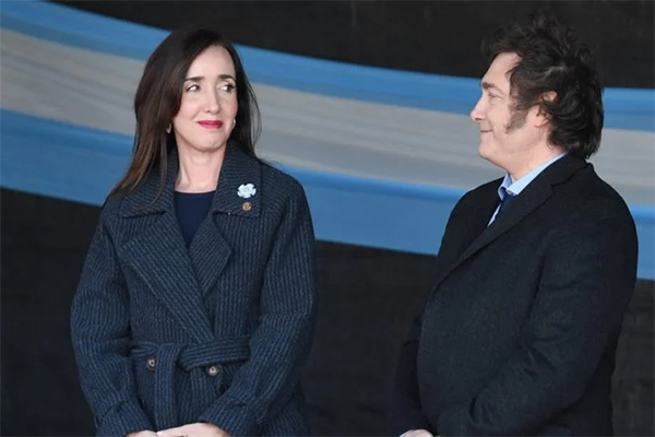 O presidente da Argentina, Javier Milei, e a vice Victoria Villarruel O presidente da Argentina, Javier Milei, e a vice Victoria Villarruel
