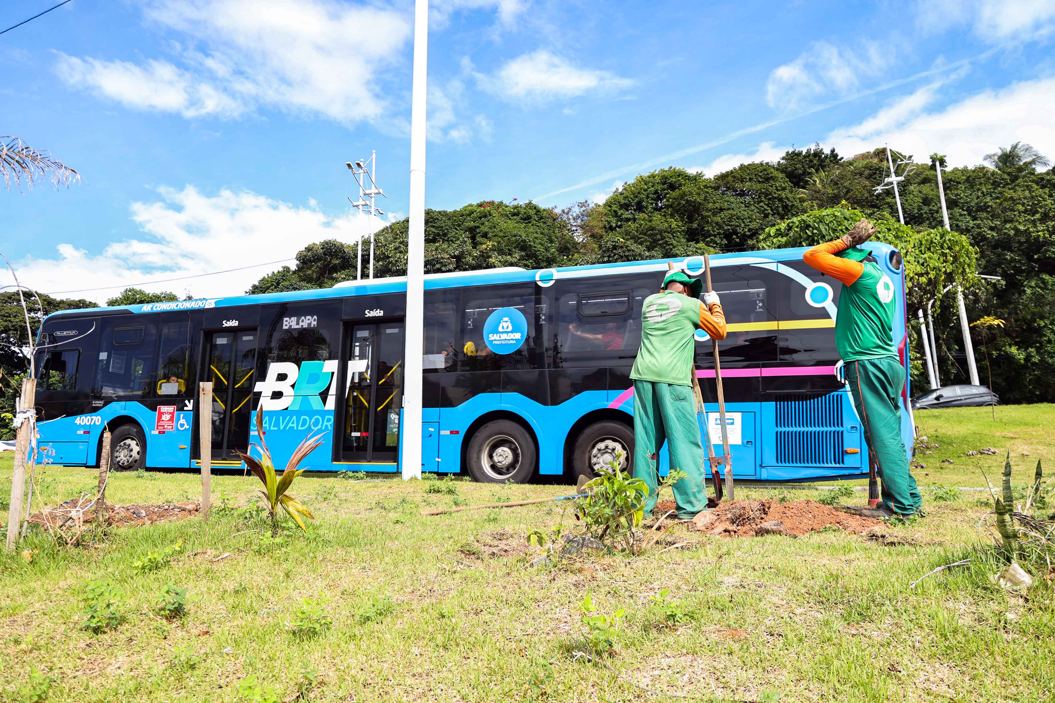 Ação de plantio nas proximidades da estação do BRT Vale das Pedrinhas
