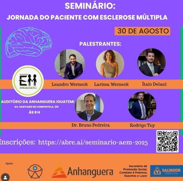Neste sábado (30), a partir das 8h, será realizada uma palestra sobre Esclerose Múltipla na Faculdade Anhanguera