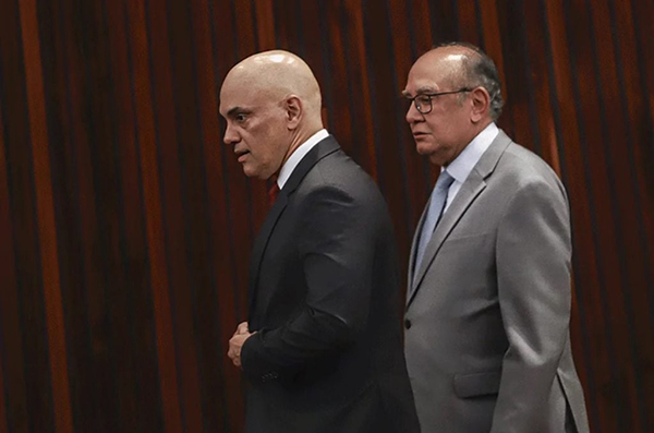 Os ministros do STF, Alexandre de Moraes e Gilmar Mendes Os ministros do STF, Alexandre de Moraes e Gilmar Mendes