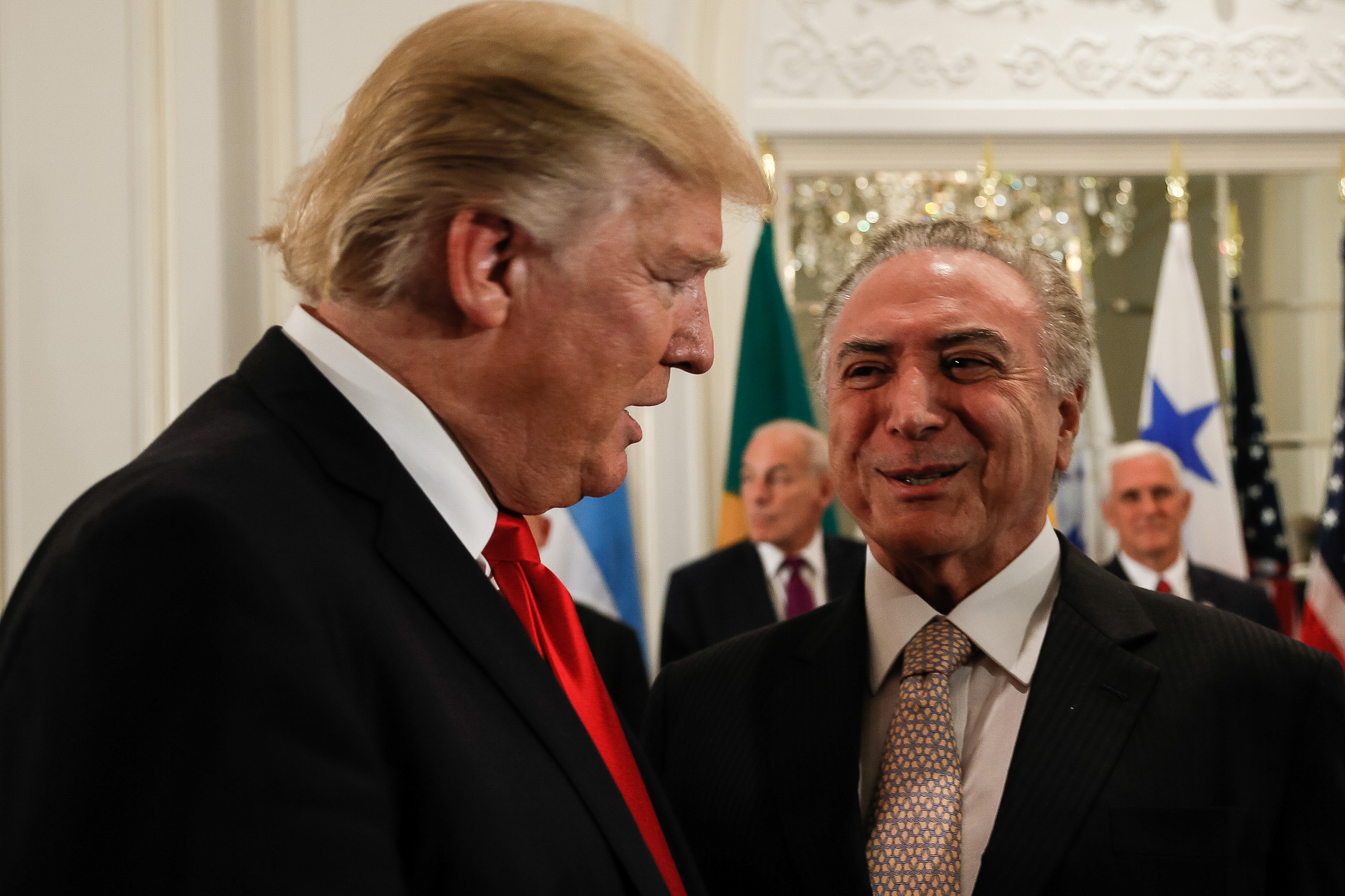 Donald Trump com o então presidente Michel Temer