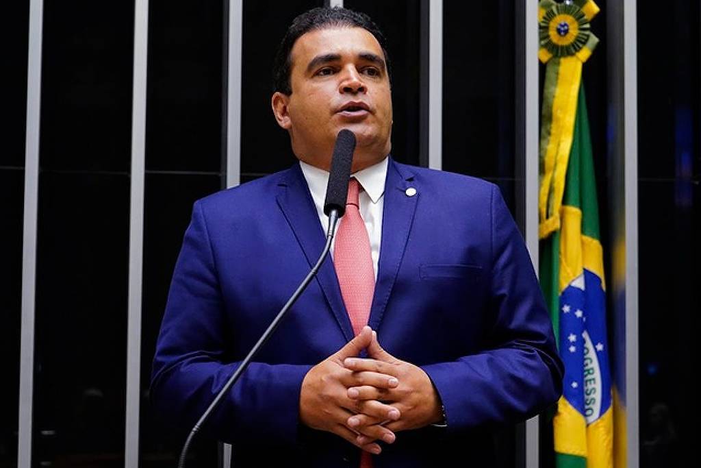 O deputado Delegado Marcelo Freitas (União Brasil-MG), no plenário da Câmara dos Deputados