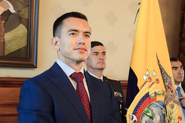 O presidente do Equador, Daiel Noboa, foi vítima de um ataque violento nesta terça-feira (7)